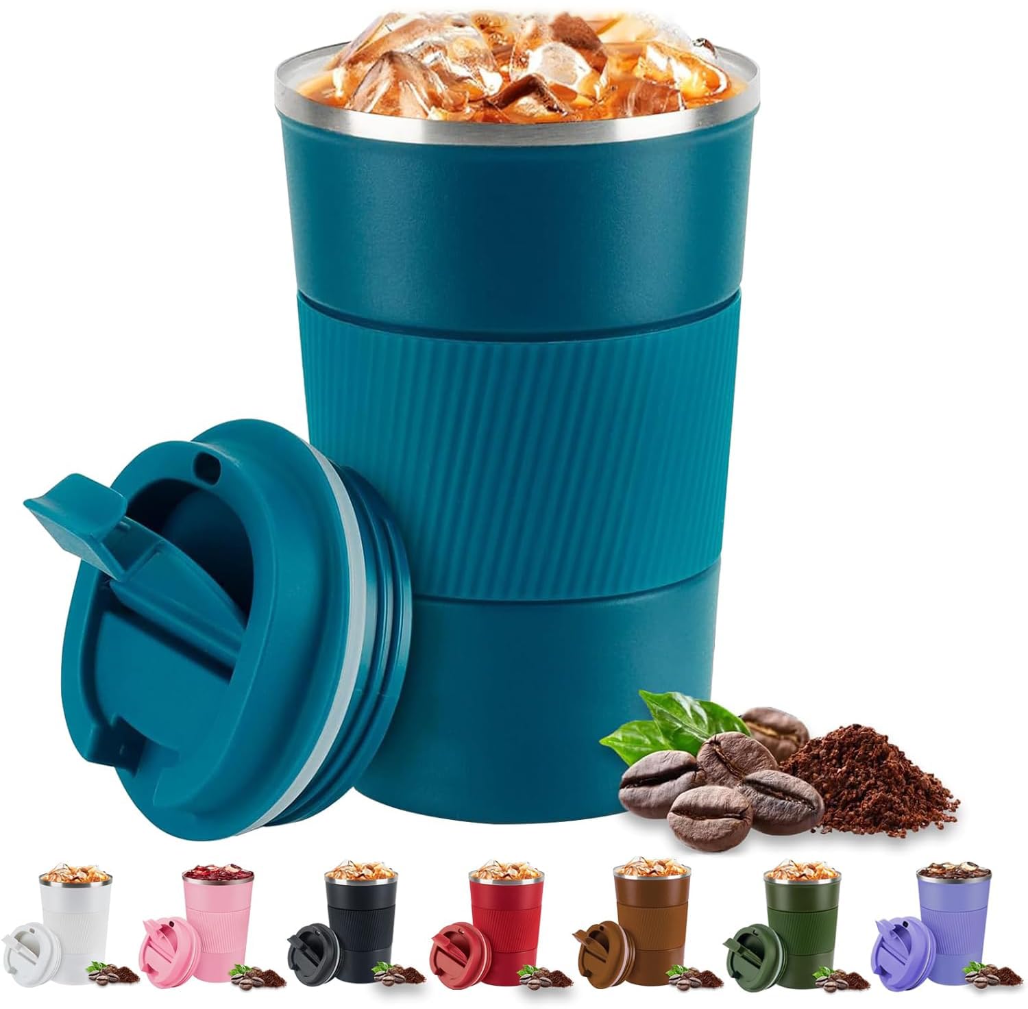 Eastrise Travel Mug,Insulated Coffee Cup with Leakproof Lid,Reusable Travel Coffee Mug,Stainless Steel Coffee Cup for Hot or Cold Drinks(Blue/18oz)