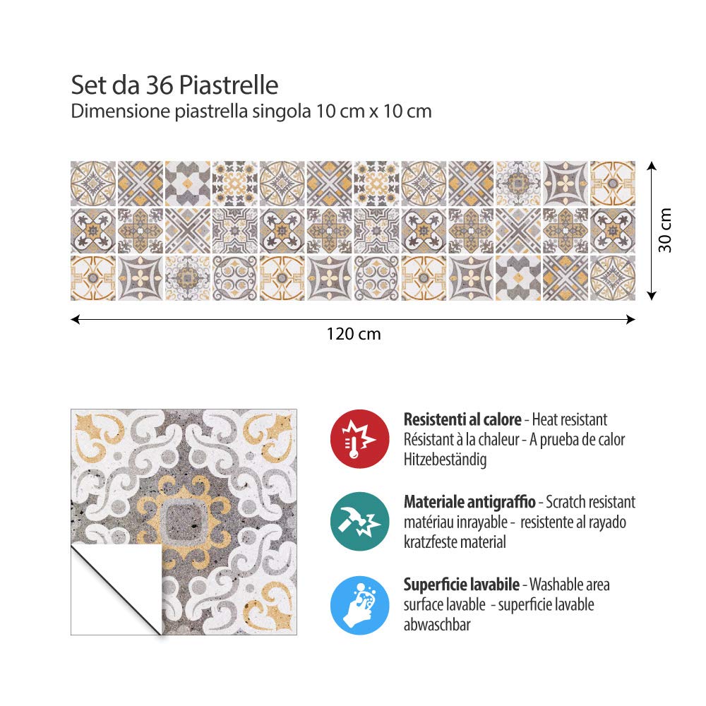 Cucina RE-COVERTILES - Adesivi Per Piastrelle Bagno E Cucina 36 Pz 10x10 U 772746