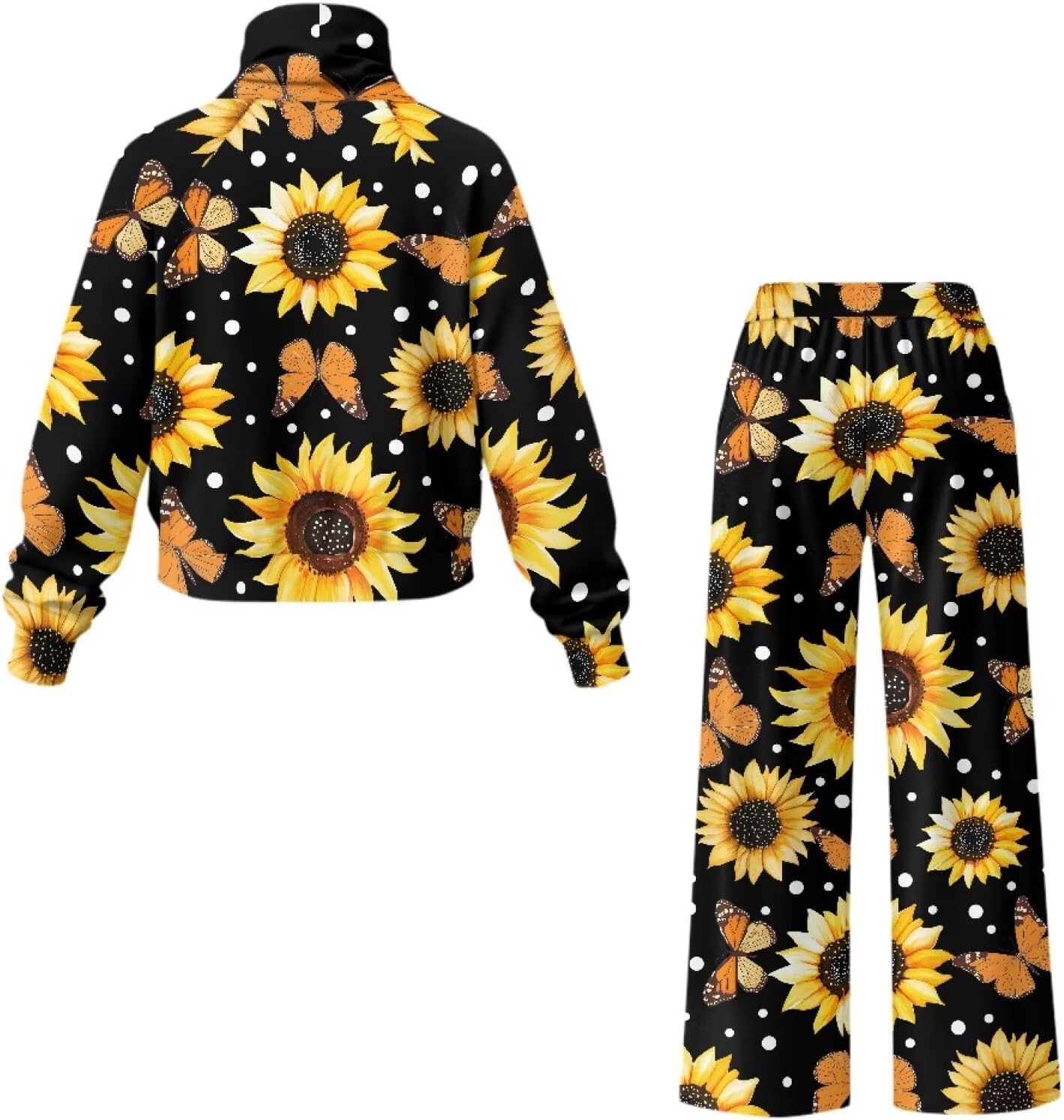 Showudesigns Sweat Suits for Womens 2 Piece Lounge Sets Mock Neck Long Sleeve Pullover Top Wide Leg Sweatpants Fall Outfits