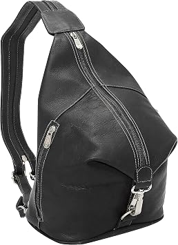 Piel Leather Three-Zip Hobo Sling, Black, One Size