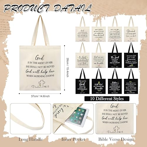 Miniatura 2 de Locmeo 12 bolsas de regalo cristianas, bolsas de mano de las Escrituras, bolsa de mano de la Biblia para mujeres, bolsa de iglesia bonita, bolsas de