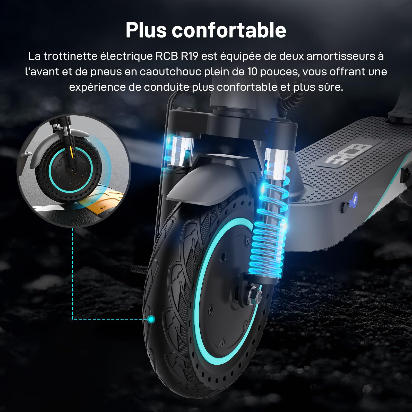 RCB Trottinette Électrique Adulte, Jusqu'à 25 km/h, Pneus Solides 8.5''-10'',300W-400W, 7.8-10.4Ah,Autonomie 23-35KM, Clignotants, Contrôle APP, Charge Max 120/150kg, Pliable Scooter,Double Frein