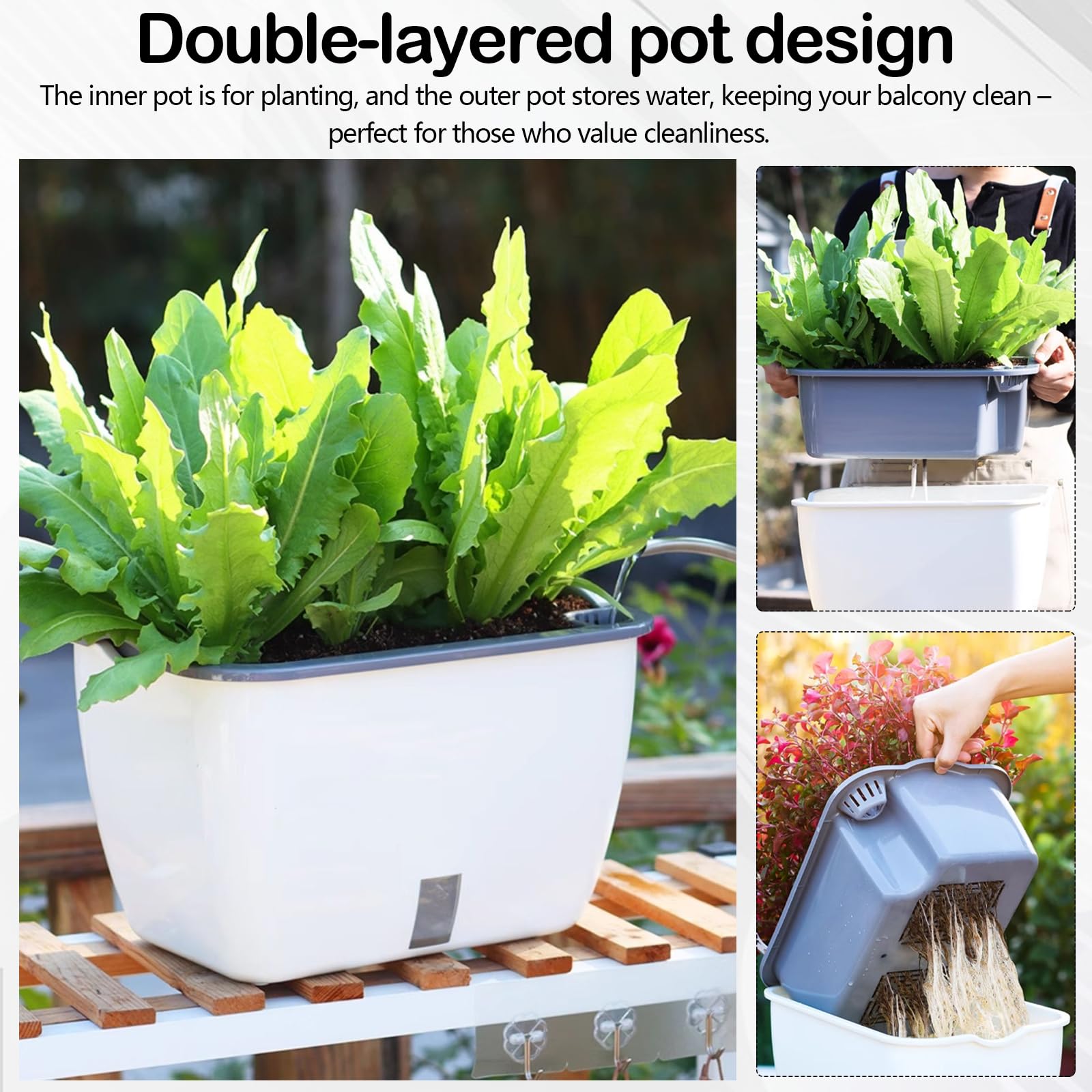 Kit di Piantagione, Serra da Balcone con 2 Vasi per Piante Copertura PVC 60 x 40 x 50 cm con Porta Avvolgibile a Cerniera Serra da Giardino Resistente Alle Intemperie Trasparente per Giardino Balcone