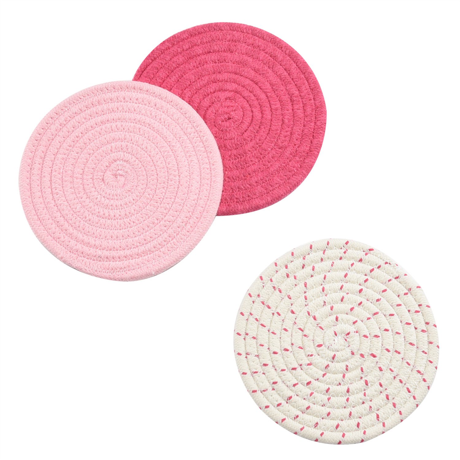 Jennice House Zestaw podkładek pod garnki, podstawki, 100% czysta bawełna, stylowe podstawki, Hot Pads, Hot Pads, podstawka na łyżki do gotowania i pieczenia, średnica 17,8 cm, 3 sztuki