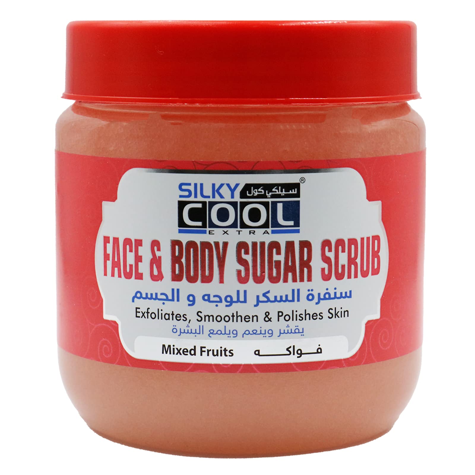 PILOT Silky Cool Face & Body SUGAR Scrub 500 ml - 3 function formula | Exfoliating, Smoothening, Polishing Skin | Fights Acne Scars, Stretch Marks, Fine Lines & Wrinkles (Fruits)