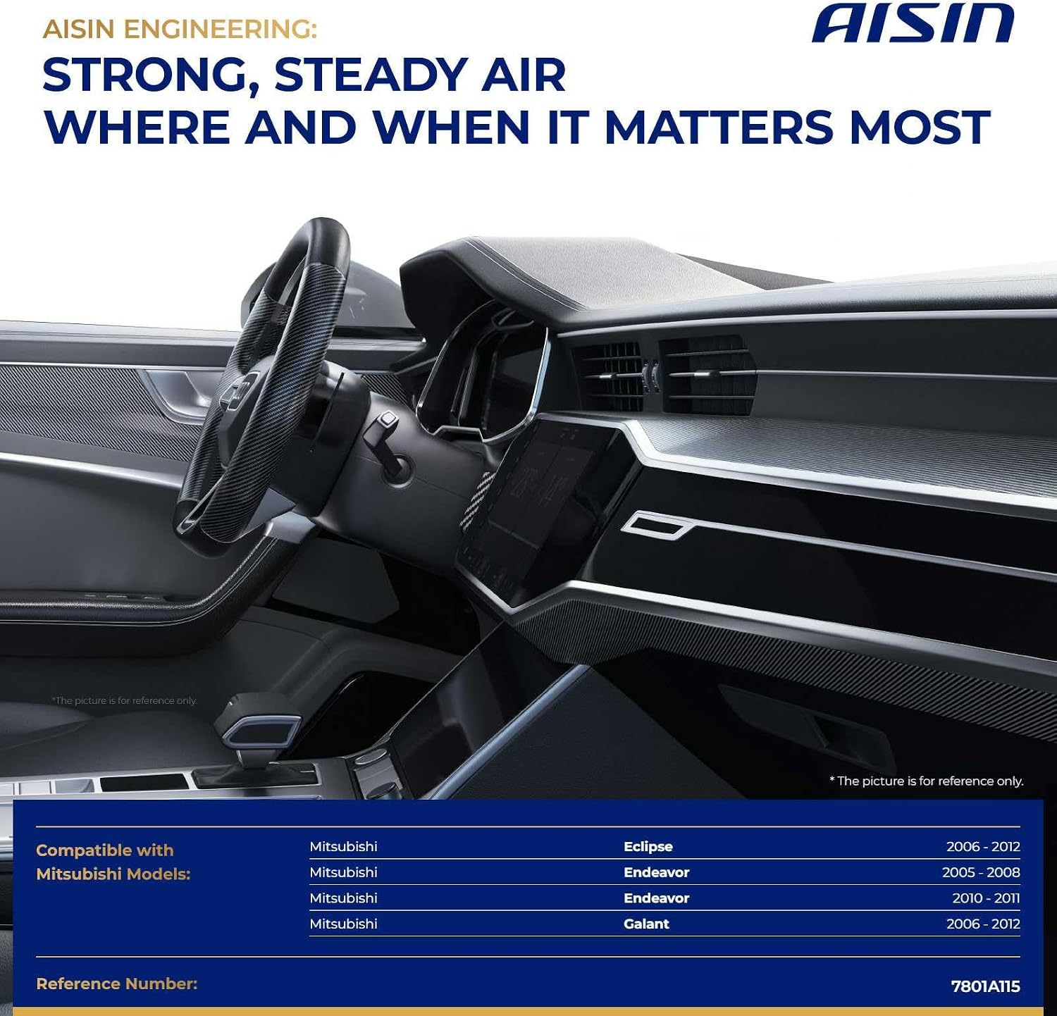 AISIN AFTERMARKET BLMM-00226 HVAC Blower Motor with Wheel Assembly - Compatible with Mitsubishi Eclipse 2006-2012, Galant 2006-2012, Endeavor 2005-2008 2010-2011