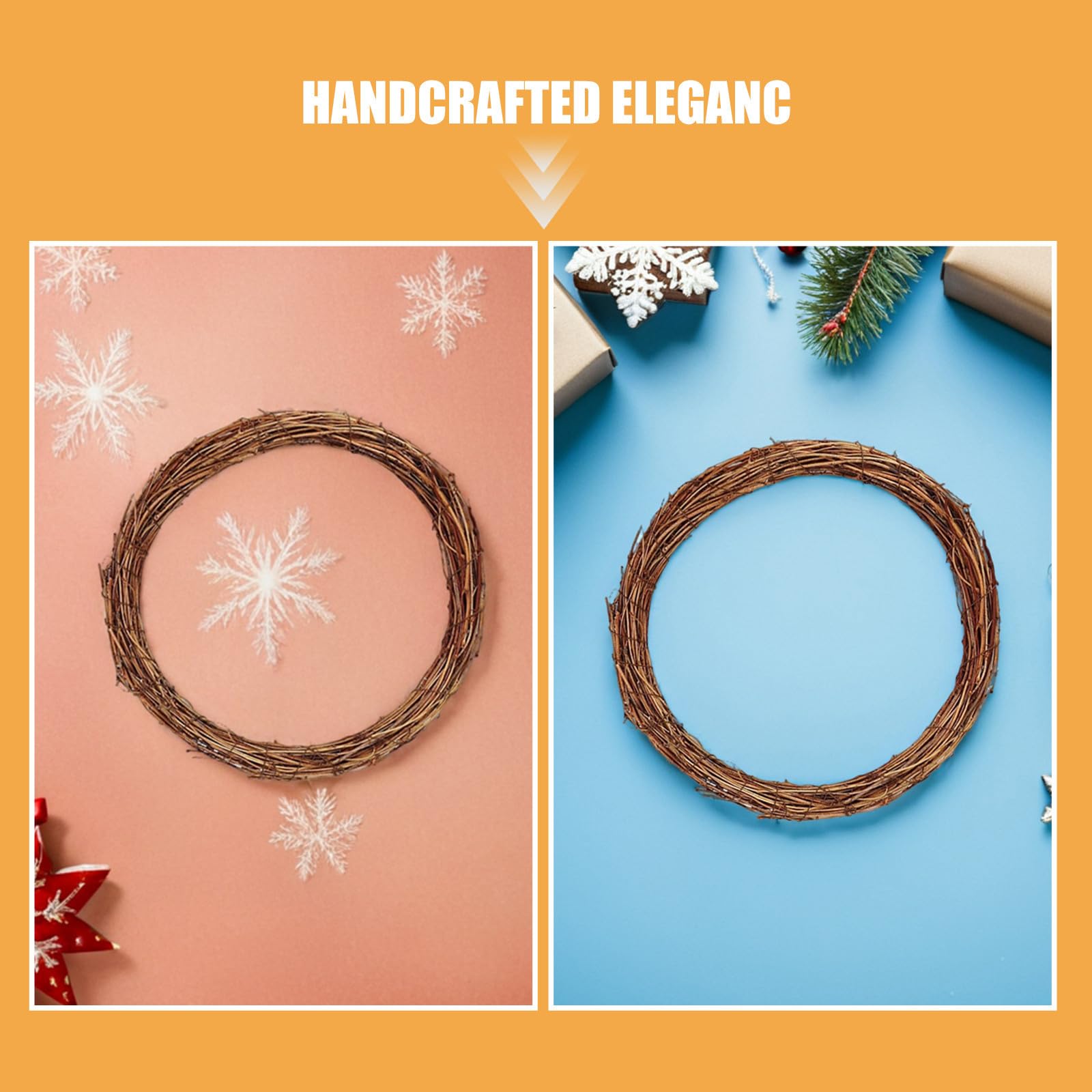 Toyvian 18 Pcs Couronne en Rotin Tressé Ronde, Style Rustique Vintage, | Anneau Artisanal Robuste, Usage Déco Maison et Mariage, Entretien Facile, pour Noël et Arrangements Floraux