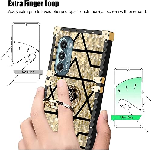 Miniatura 3 de KuDiNi Funda para Moto G Stylus 5G 2022 para mujer, bonita funda cuadrada con purpurina femenina, elegante, retro, con borde de TPU suave, con