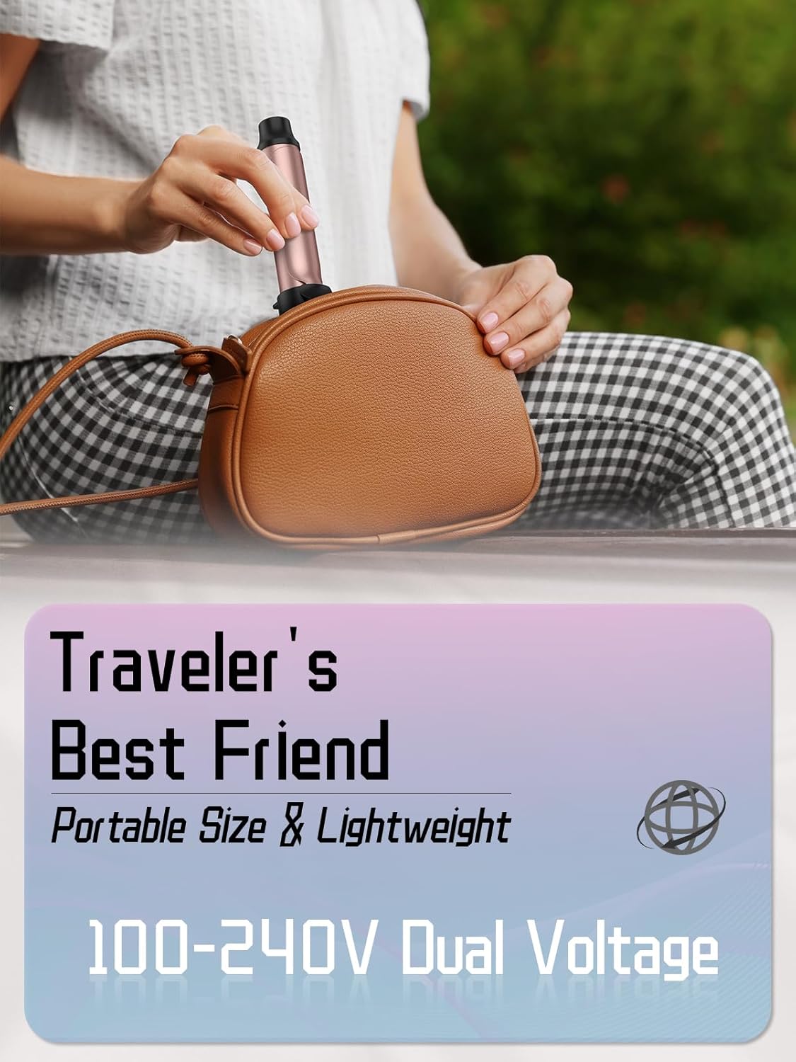 Travel Curling Iron 5 Adjustable Temp, 1 Inch Mini Curling Iron Travel Size with LED Display, Ceramic Mini Hair Curler with Keratin and Argan Oil Infuse, Dual Voltage - Image 4