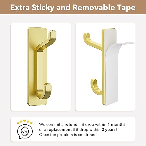 Miniatura 4 de Ganchos autoadhesivos, acero inoxidable resistente, extra pegajosos de 13.2 lbs (MAX), ganchos para colgar en la pared y en la puerta, ganchos para
