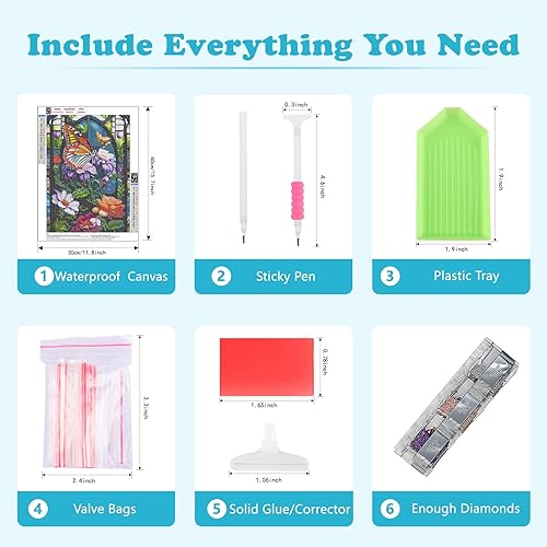 Miniatura 6 de Kits de pintura artística de diamantes de mariposa para adultos, pintura de puntos de diamante de taladro completo de flores para principiantes,