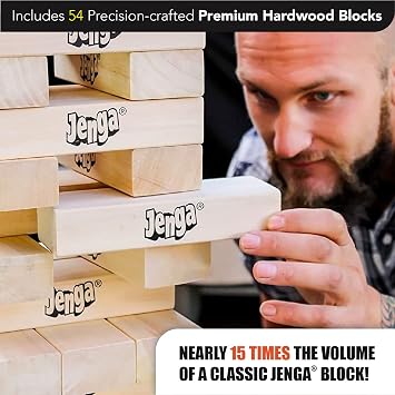 Jenga GIANT - Hardwood Blocks - Stacks to Over 5 feet - Officially Licensed - JS7