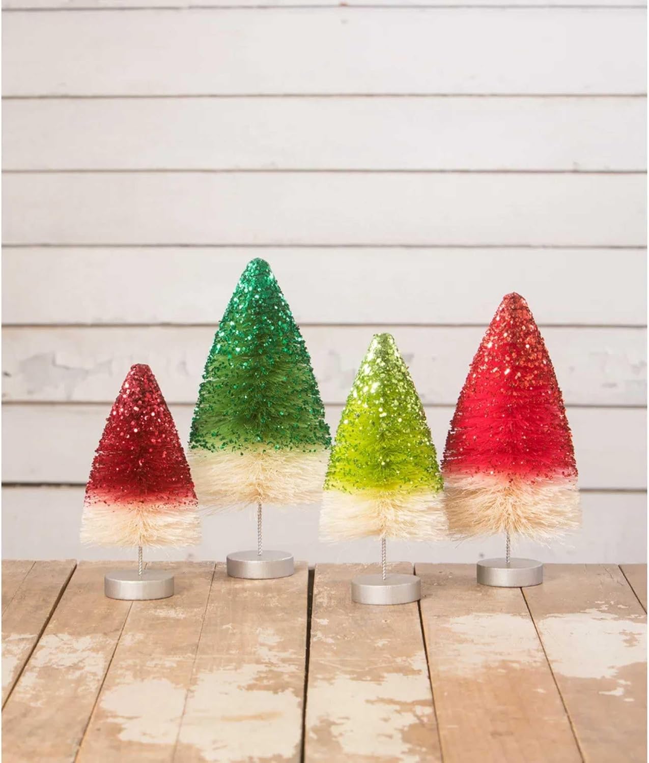 Bethany Lowe Retro Holiday Sparkle Trees, Set of 4