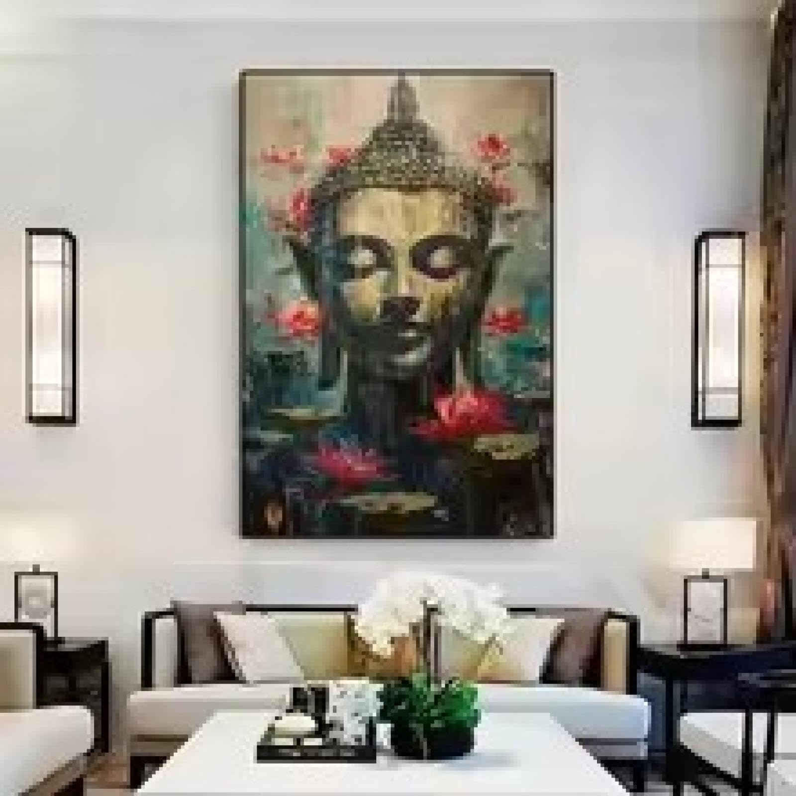 Impression sur toile Bouddha texturée cadre moderne d'art mural - 5
