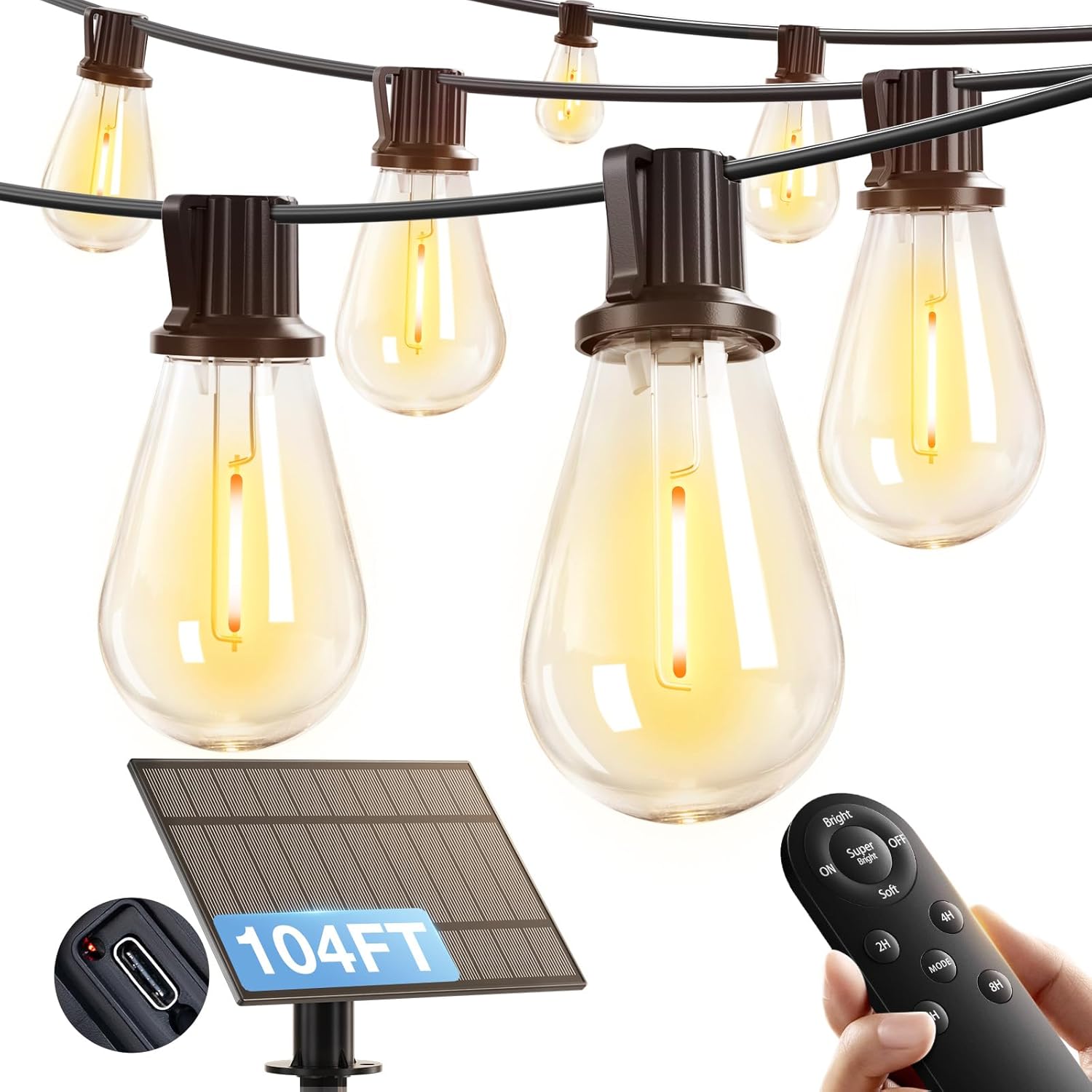 addlon 104FT Solar String Lights Review: Waterproof Outdoor Patio & Garden Lights for Backyard Ambiance