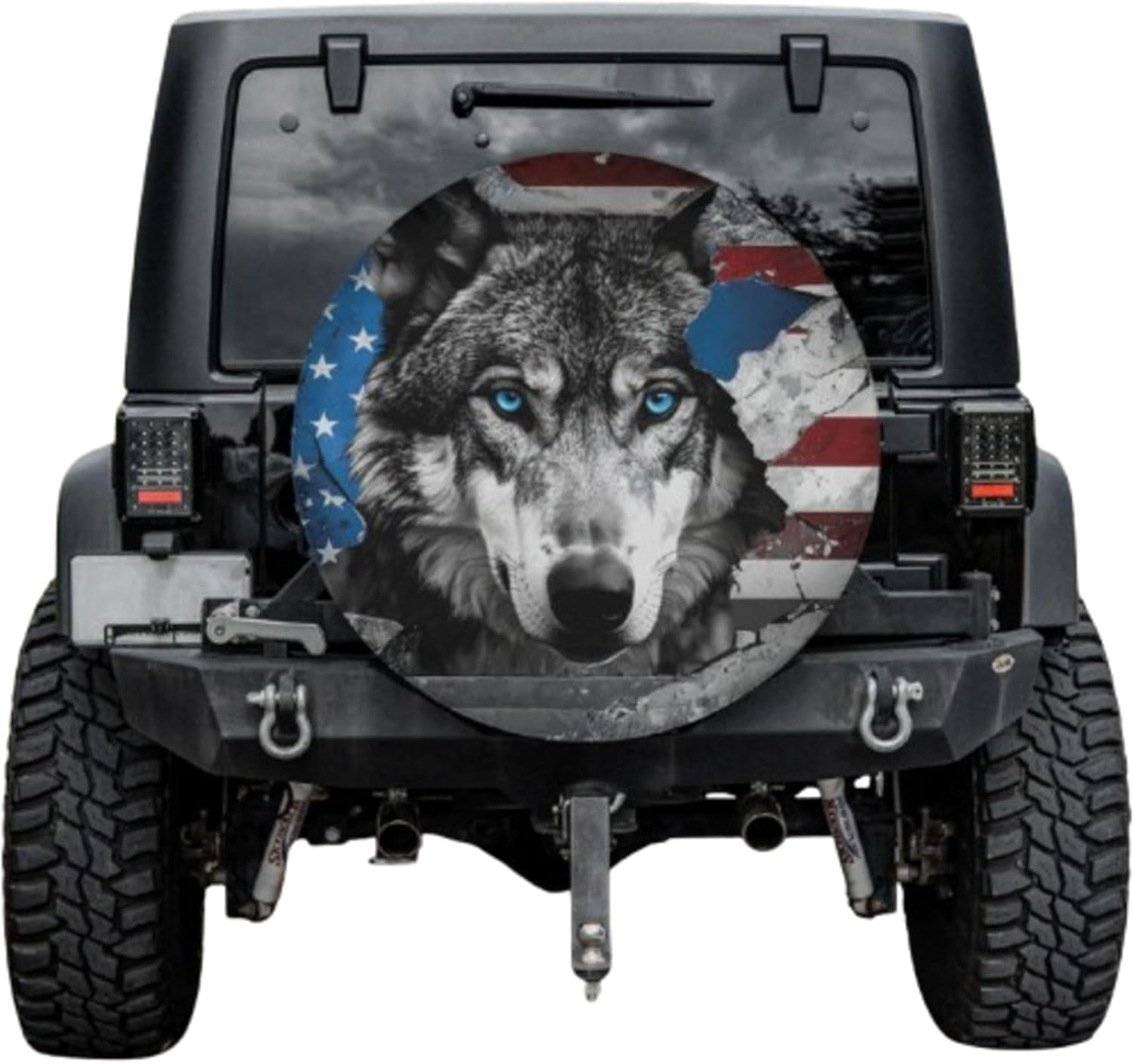 VanLich Shop America Flag Wolf Spare Tire Cover with/Without Backup Camera Hole – America Flag Wolf Tire Cover, Patriotic Wolf Spare Tire Cove