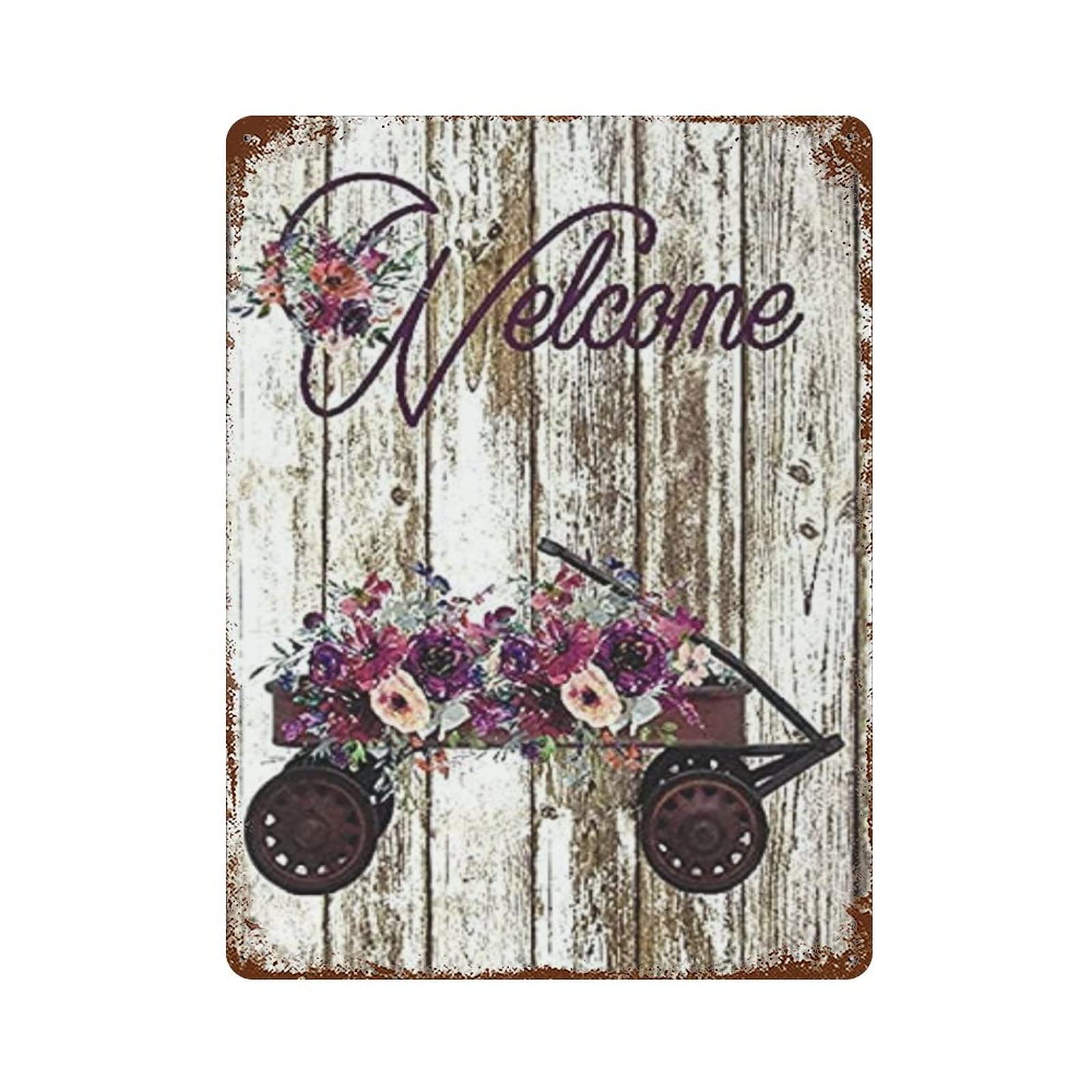 AOOEDM Welcome Vintage Metal Tin Sign for Home Coffee Shop Office Wall Art Metal Poster Garage Decor Man Cave Sign Inspirational Quote Wall Decor