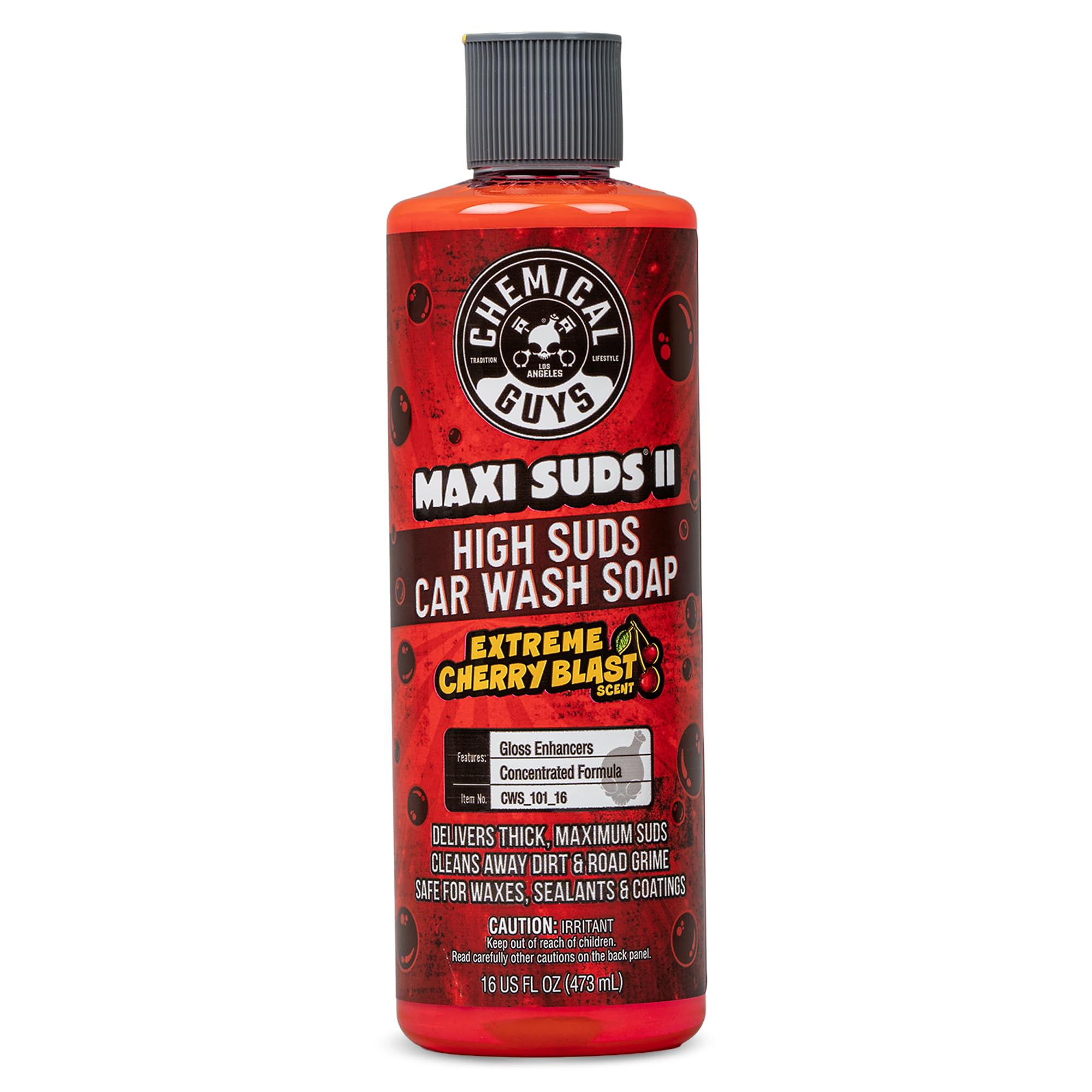 Chemical Guys Maxi-Suds II Foaming Car Wash Soap (Works with Foam Cannons, Foam Guns or Bucket Washes) Safe for Cars, Trucks, Motorcycles, RVs & More, 473 ml, Cherry Scent