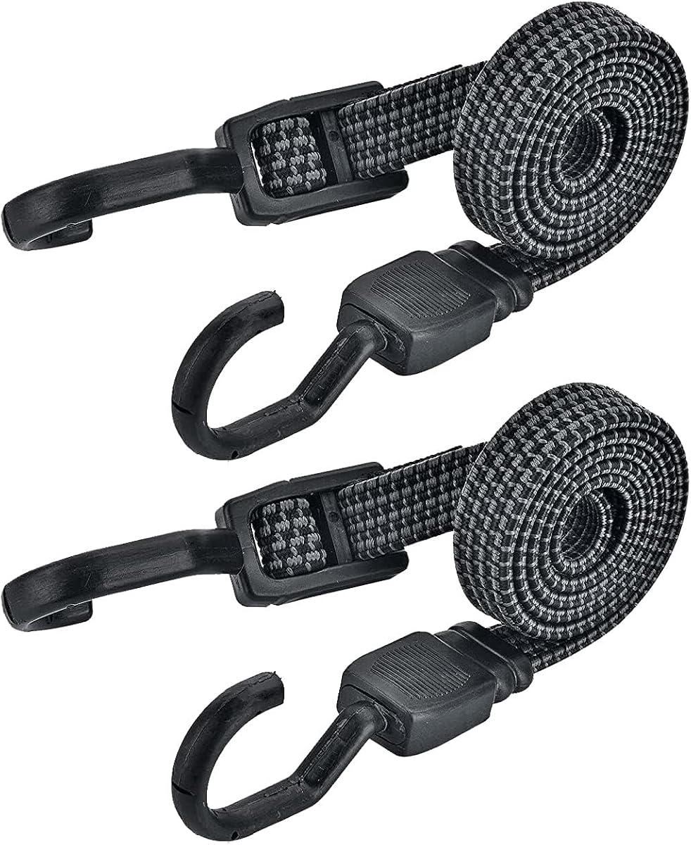 2 Pcs 40 Inch Flat Adjustable Bungee Cords with Hooks, Heavy Duty Elastic