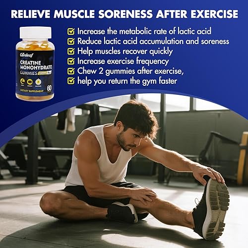 Miniatura 3 de Gomitas de monohidrato de creatina para hombres y mujeres, suplemento de creatina de 1500 mg para ganancia muscular, más fuerza y recuperación más