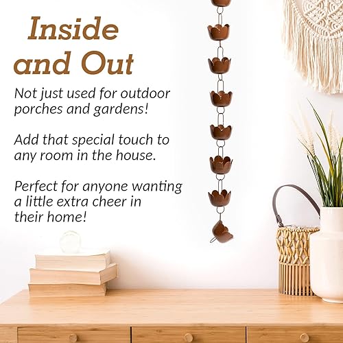 Miniatura 6 de Happy Gardens Cadena de lluvia de flor de cobre - Lily Cup Cadenas de lluvia de cobre simuladas para bajantes