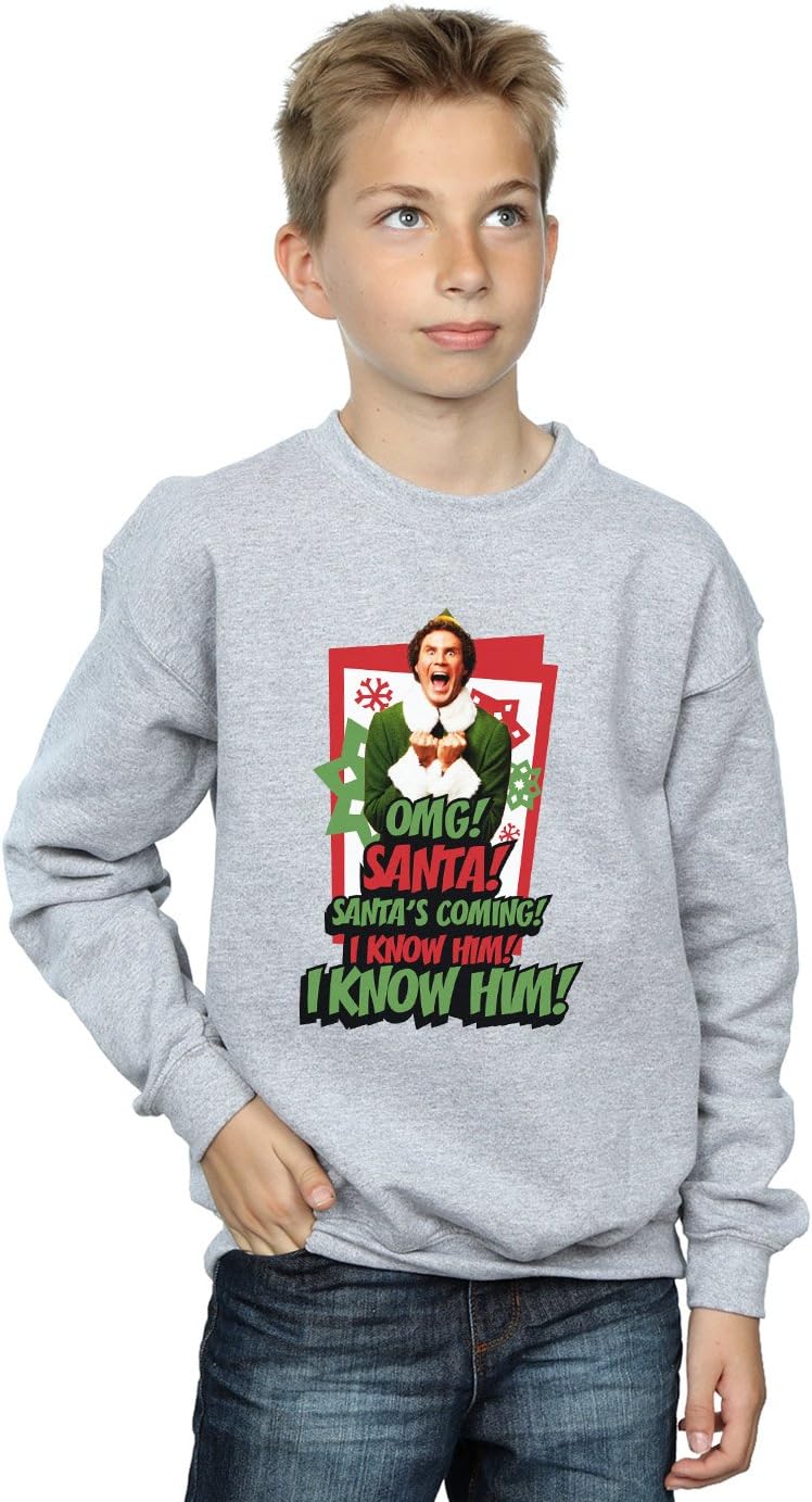 Elf Boys OMG Santa Sweatshirt 7-8 Years Sport Grey