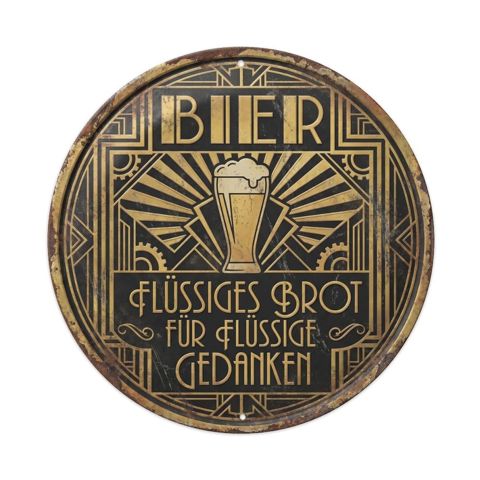 Vintage Bar Style Bier Humorous Tavern Philosophy Metal Tin Sign Plaque Wall Decor for Cafe, Club, Garden Round Metal Poster 8x8Inch