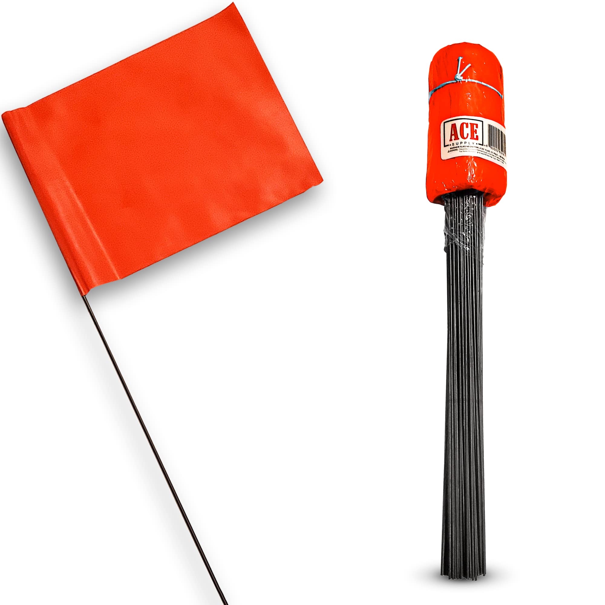 Buy Orange Marking Flags 100 Pack 4x5Inch Orange Flag on 15Inch