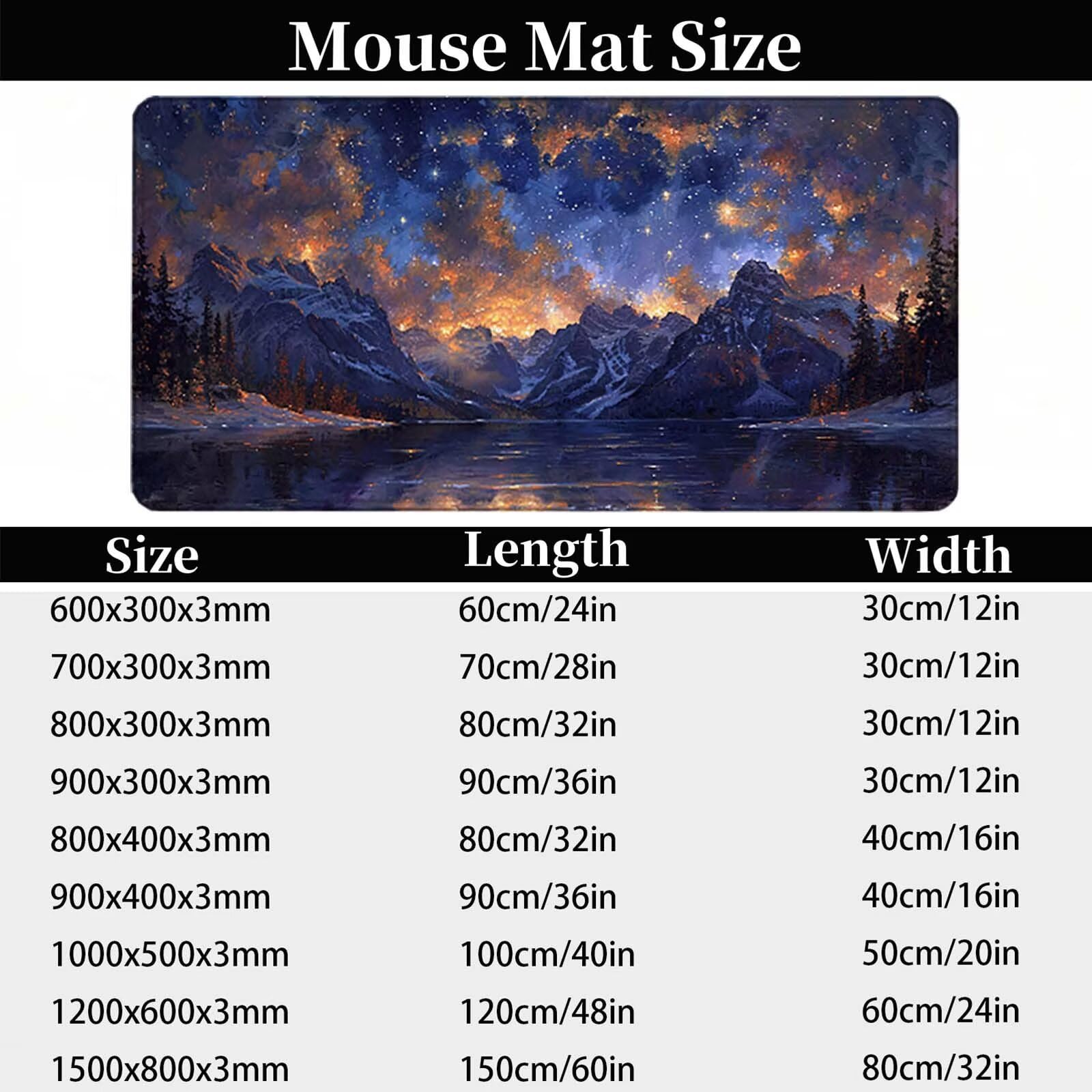 Podkładka pod mysz XXL 1500 x 800 mm, wodoodporna podkładka pod mysz niebieska mysz gwiaździste niebo wzór akcesoria do gier szyte krawędzie antypoślizgowa gumowa podstawa powierzchnia do biura/domu