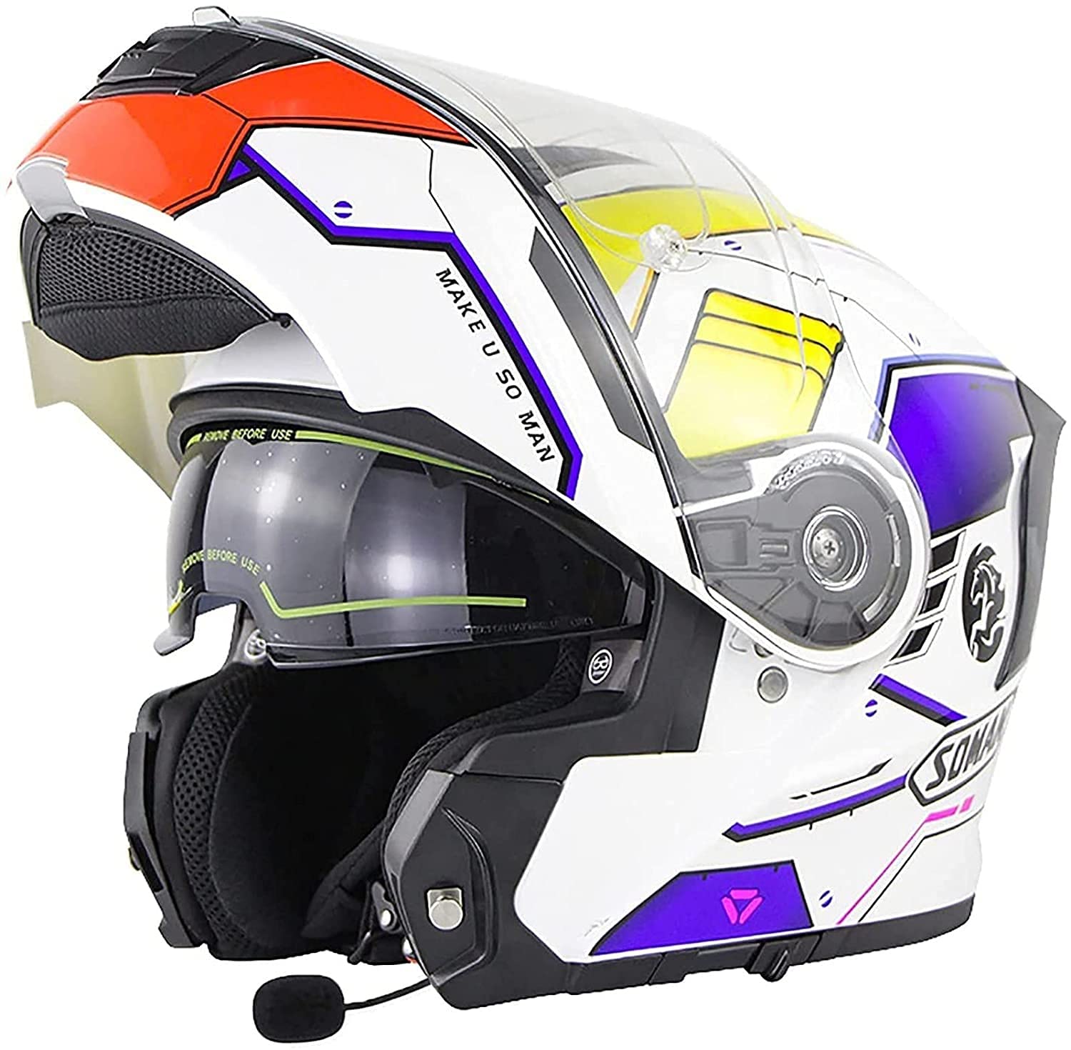 Casque moto modulable Bluetooth XXXXL 65-66cm double visière