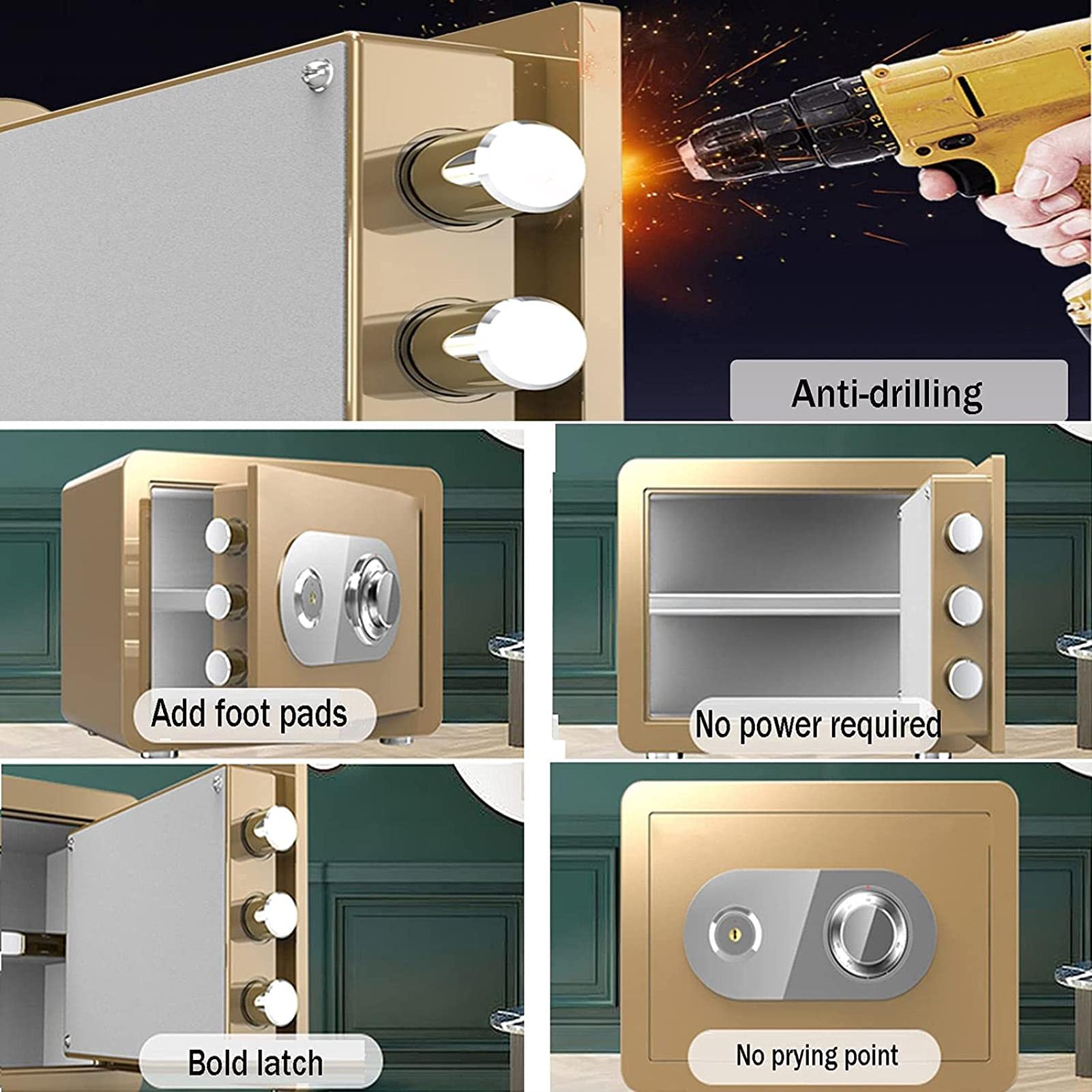 RLKHXBS Security Safe Lock with Key All-Metal Mechanical Password Cash, Jewelry Lockers,Anti-Smashing and ty Deposit
