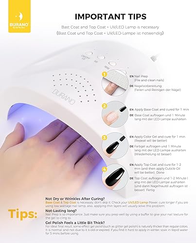 Miniatura 6 de BURANO Esmalte de uñas de gel, esmalte de gel de 0.5 onzas líquidas, gel de colores de gel neón, esmalte de gel para remojar con lámpara LED UV, 1