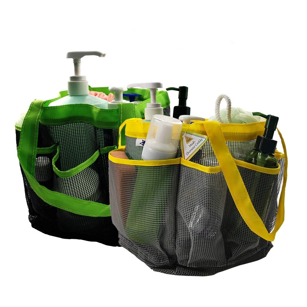 SPINFOX 2 Pack Mesh Shower Caddy Quick Dry Shower Tote Bag Hanging Toiletry with 2 Handles for Shampoo