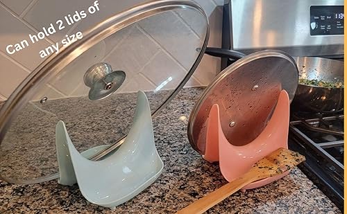 Miniatura 6 de Soporte antideslizante de plástico PP para tapa de olla, juego de portacubiertos, soporte multifuncional para tapas de ollas de 2 lados, soporte de