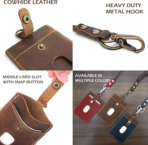 Vista 161 de Boshiho. Funda vertical, de piel, para tarjeta de identificación con cordón resistente., Bolso