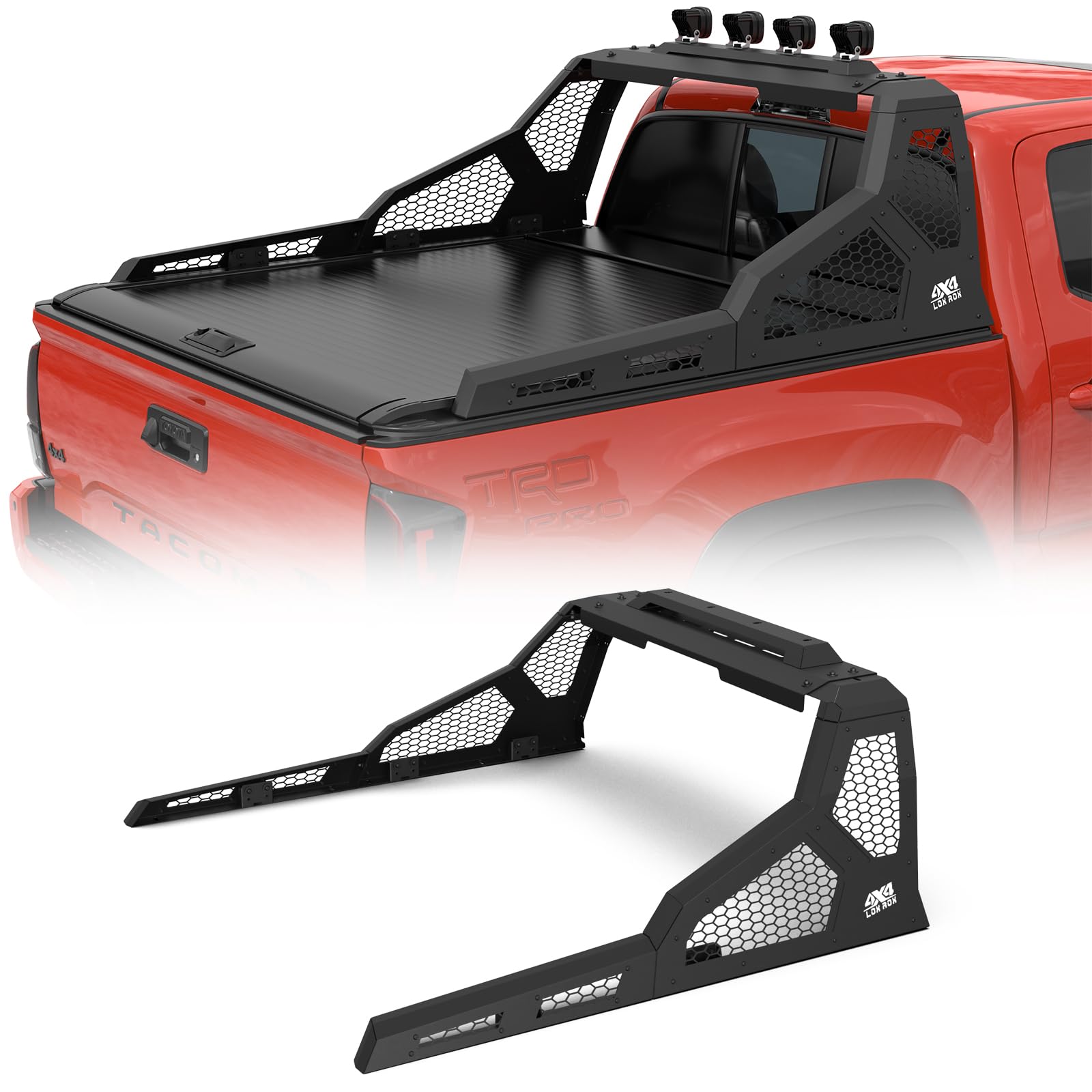 Adjustable Sport Roll Bar Compatible with Retractable Hard Tonneau | Compatible with Mid-Size Trucks Tacoma, Ranger, Colorado, Canyon, Frontier | No Drilling Installation | Three Installation Methods