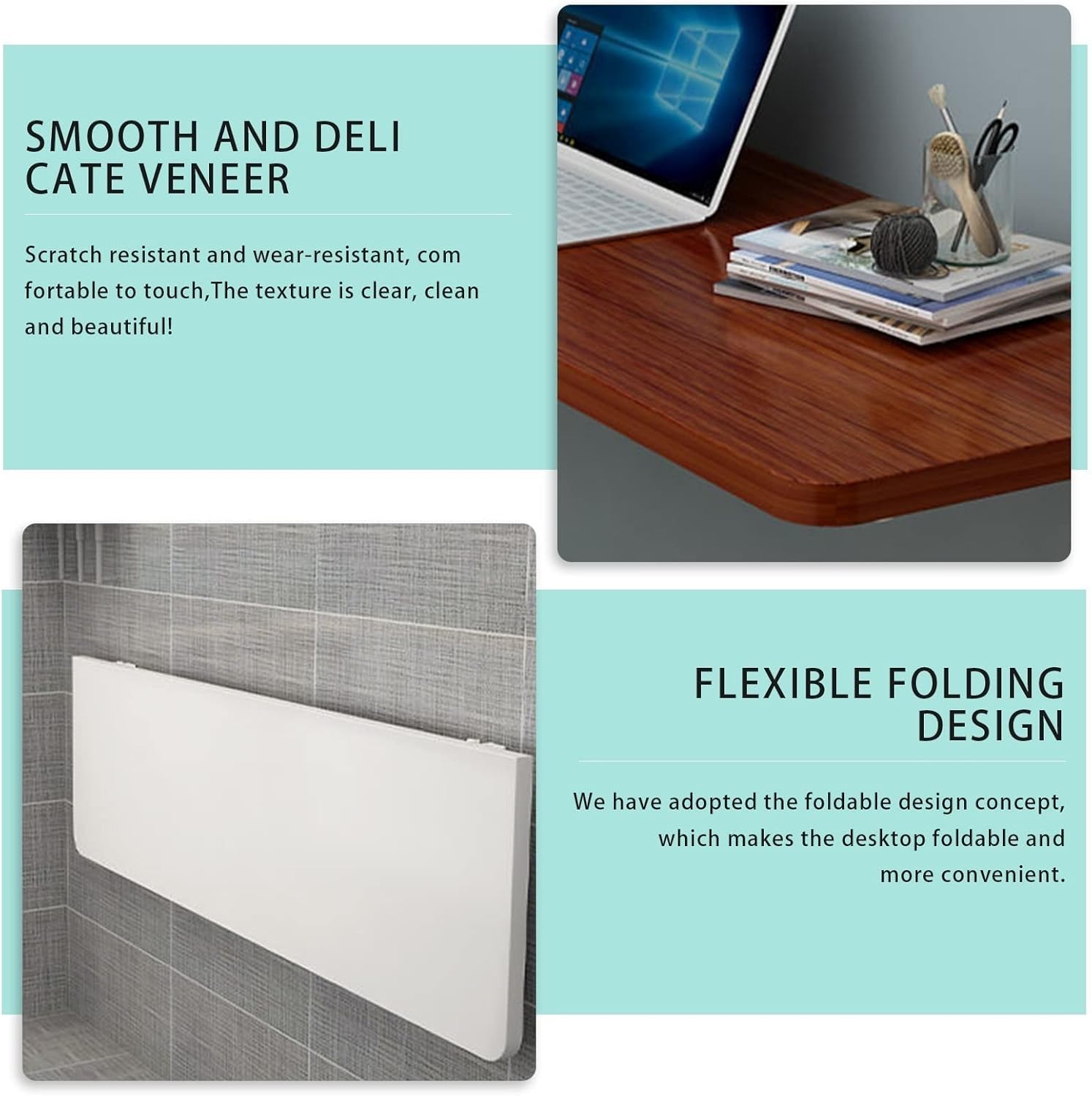 JATIBOSH Collapsible Folding Workbench,Fold-Down Wall Table,Kitchen Drop Leaf Dining Table,Work Table | Small Space Saving Hanging Table,Home Office Computer Desk(Color:Black,Size:80 * 40cm/31