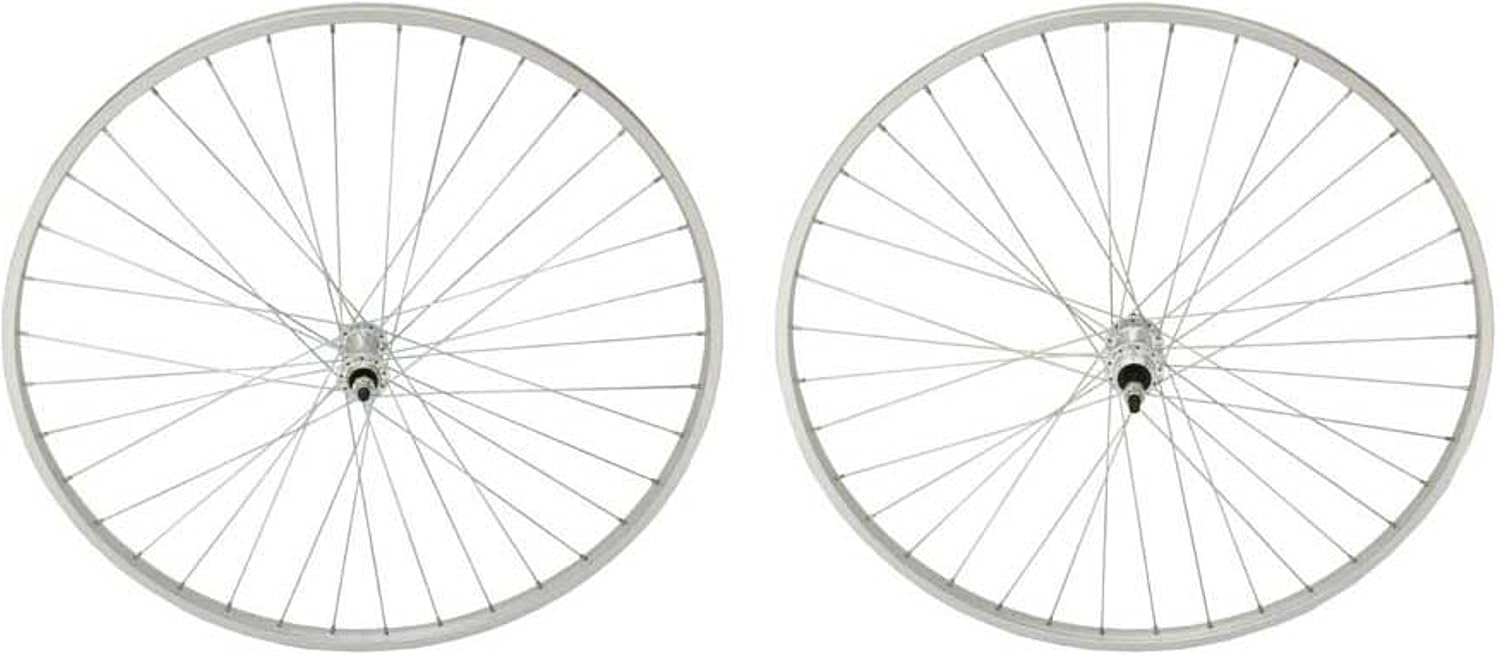 Lowrider Silver Alloy 27" by 1 1/4" Wheel Set. Front and Rear Free Wheel