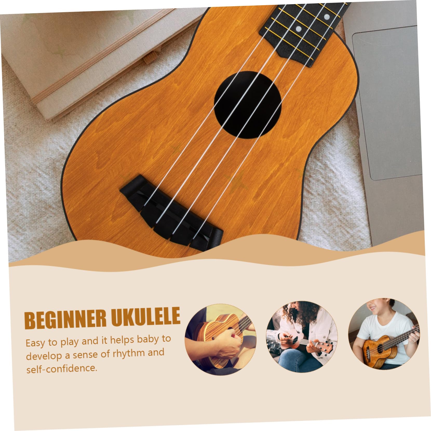 Didiseaon Ukulele Acustico in Legno per Ragazzo Ragazza Strumento Musicale Giocattolo per Principianti Custodia in Oxford Inclusa