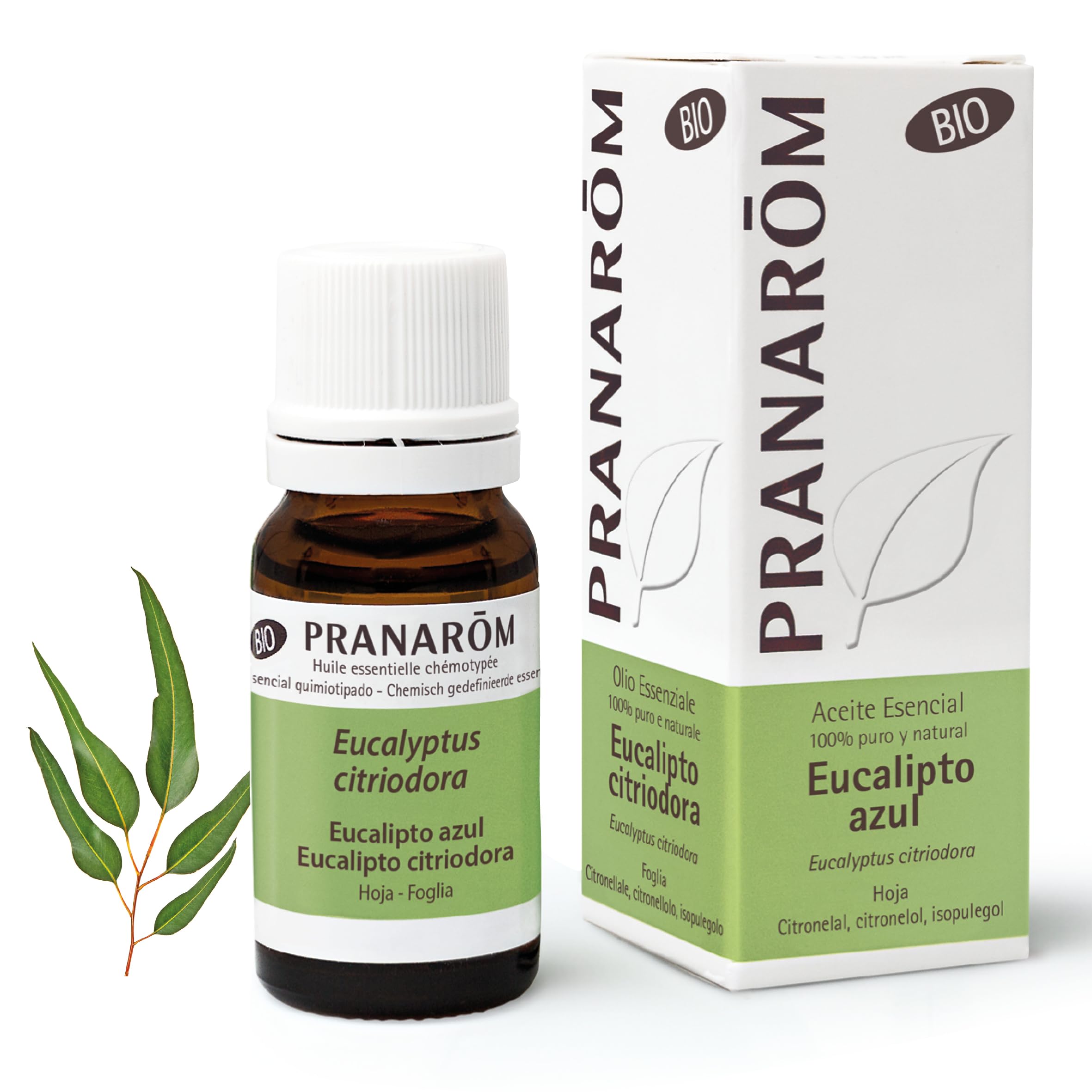 PRANARÔM - Olio Essenziale Eucalipto Citriodora BIO - Sollievo Naturale per Muscoli e Articolazioni - 100% Puro, Naturale e Chemiotipato OECT - 10ml