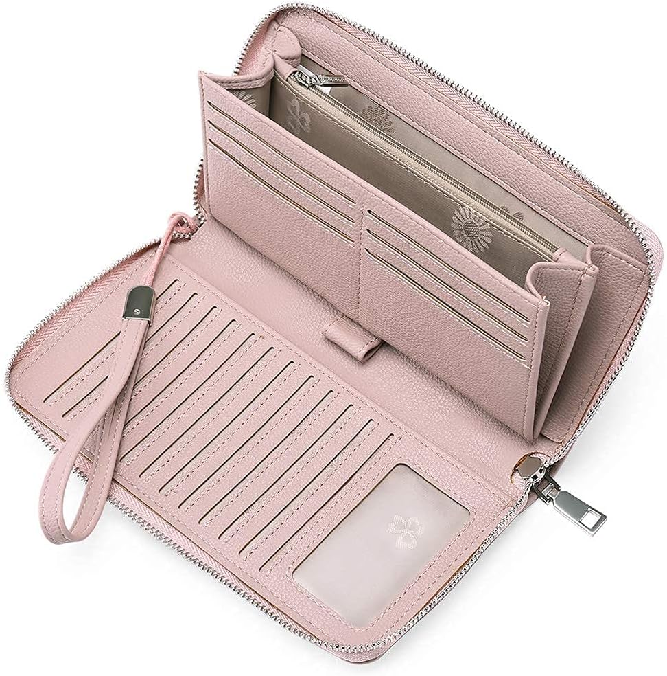GOIACII Womens Wallet RFID Blocking Leather Zip Around Wallet Large Capacity Long Purse Credit Card Clutch Wristlet : Clothing, Shoes & Jewelry