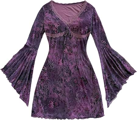 pretty style bell sleeve a line mini dress Milumia Women's Boat Neck Long Y2k Going Out Dresses Color:Color personalizado style_party Kimana Floral Cotton Maxi Standard Sizes