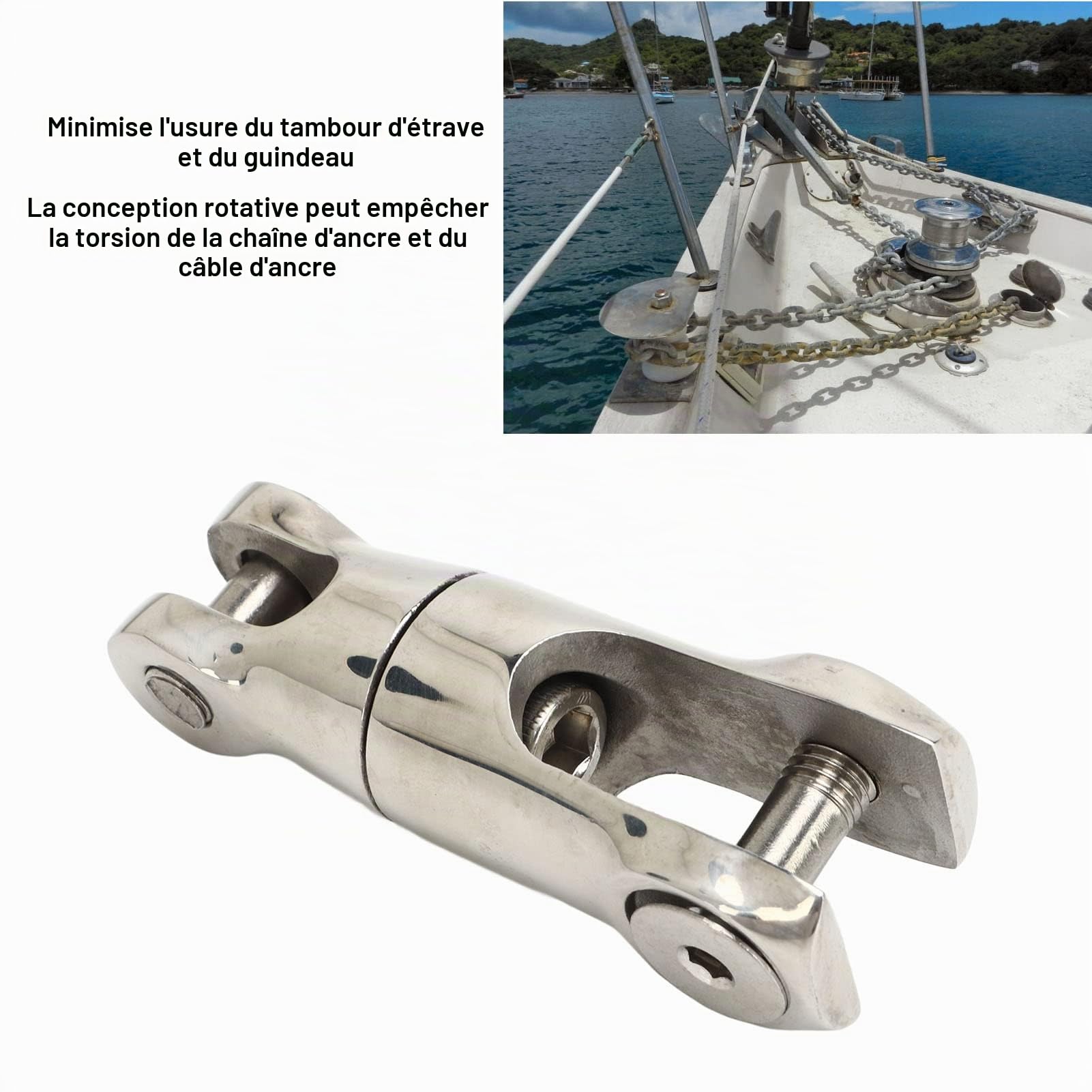 Émerillon D'ancre de Bateau, Connecteur de Chaîne en Acier Inoxydable 316 Antirouille 3/8in ‑1/2in Finition Brillante pour 10 à 12MM 1/2in