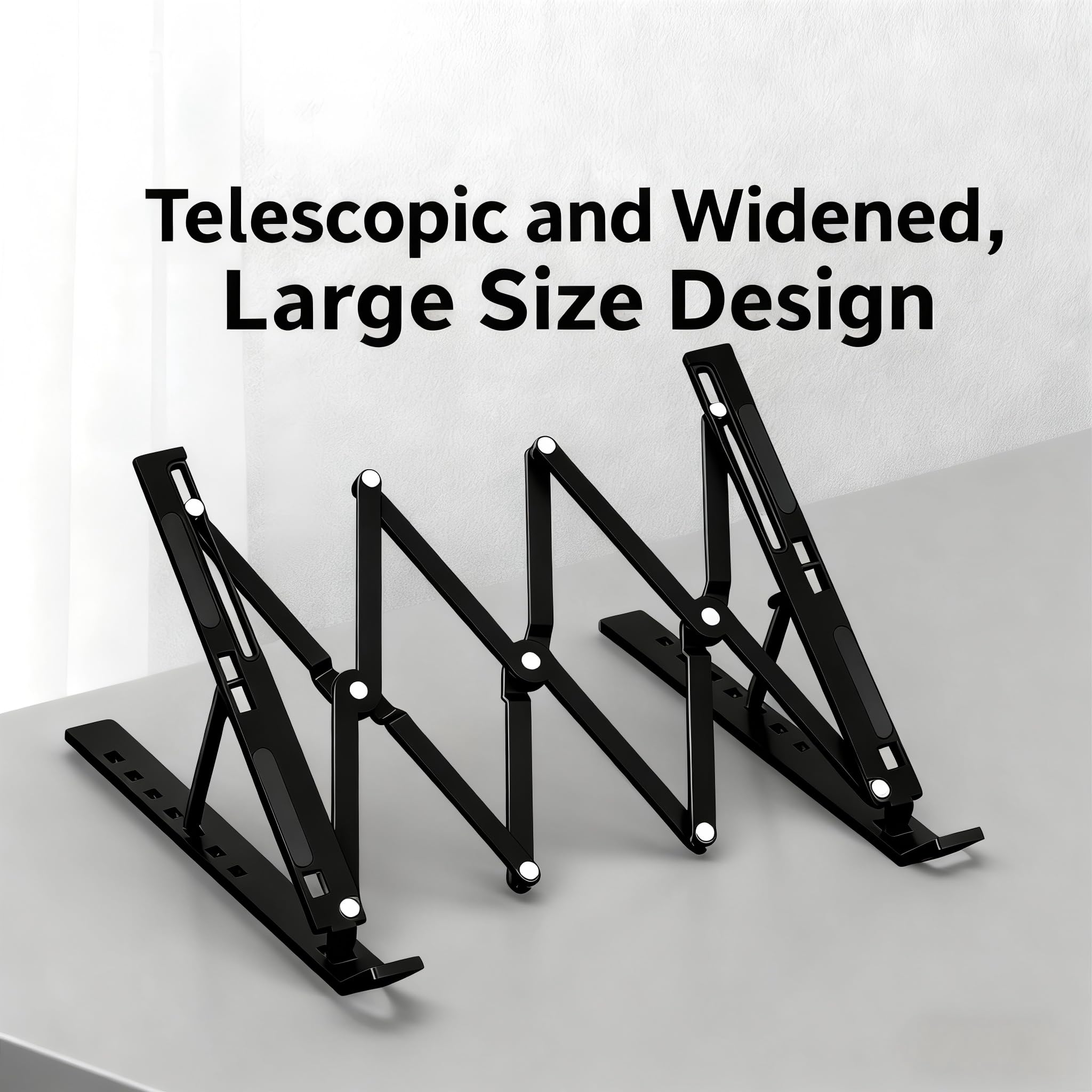 Adjustable Laptop Stand | Aluminum Laptop Riser for Desk | Compatible with MacBook Air/Pro, Dell, HP, Lenovo & All Laptops | Ergonomic Design | Portable & Sturdy (Black)