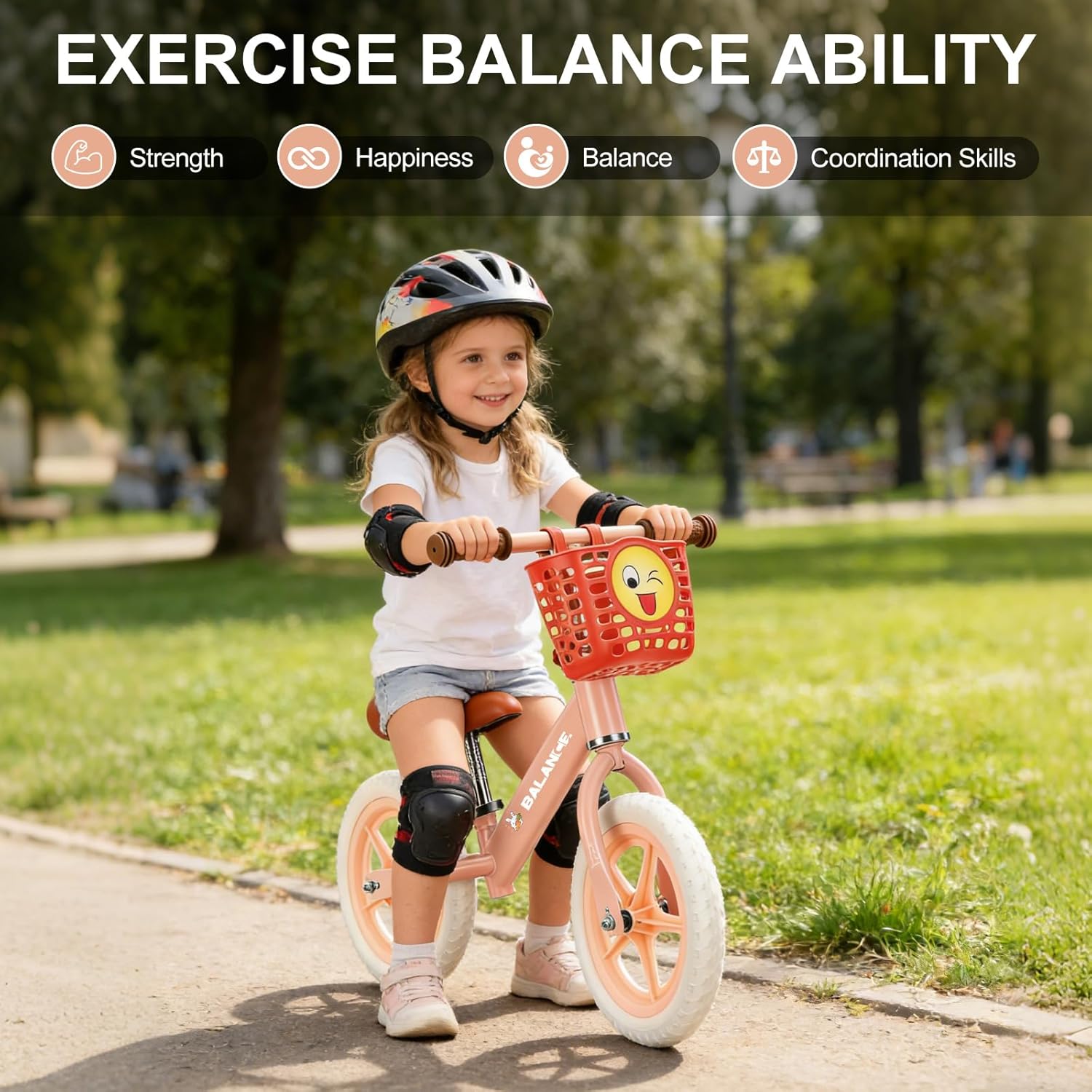 14 Inch Kids Balance Bike for Toddlers 2-6 Years Old, No Pedals，Toddler Balance Bike with Adjustable Seat, Birthday Bike for Boys Girls 2 3 4 5 6 Years Old