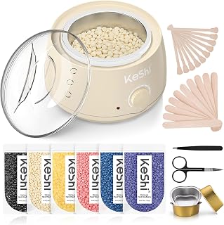 KeShi Waxing Kit, Painless Hair Removal Wax Warmer with 6 Bags Hard WaxBeans for Full Body, Legs, Face, Eyebrows & Bikini— Ideal for Both Women & Men(Cream)