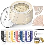 KeShi Waxing Kit, Painless Hair Removal Wax Warmer with 6 Bags Hard WaxBeans for Full Body, Legs, Face, Eyebrows & Bikini- Ideal for Both Women & Men(Cream)