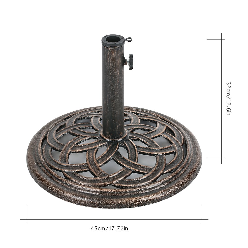 ikayaa 19.8lb cast iron patio garden umbrella base stand Treasure 50 Pound Base, Classic Market Design with Expandable Weight Capacity, 19.3 in Diameter (Umb 50-LB Black) : Patio, Lawn & Garden making it both functional and stylish Gardenised 20 lb. Round Outdoor