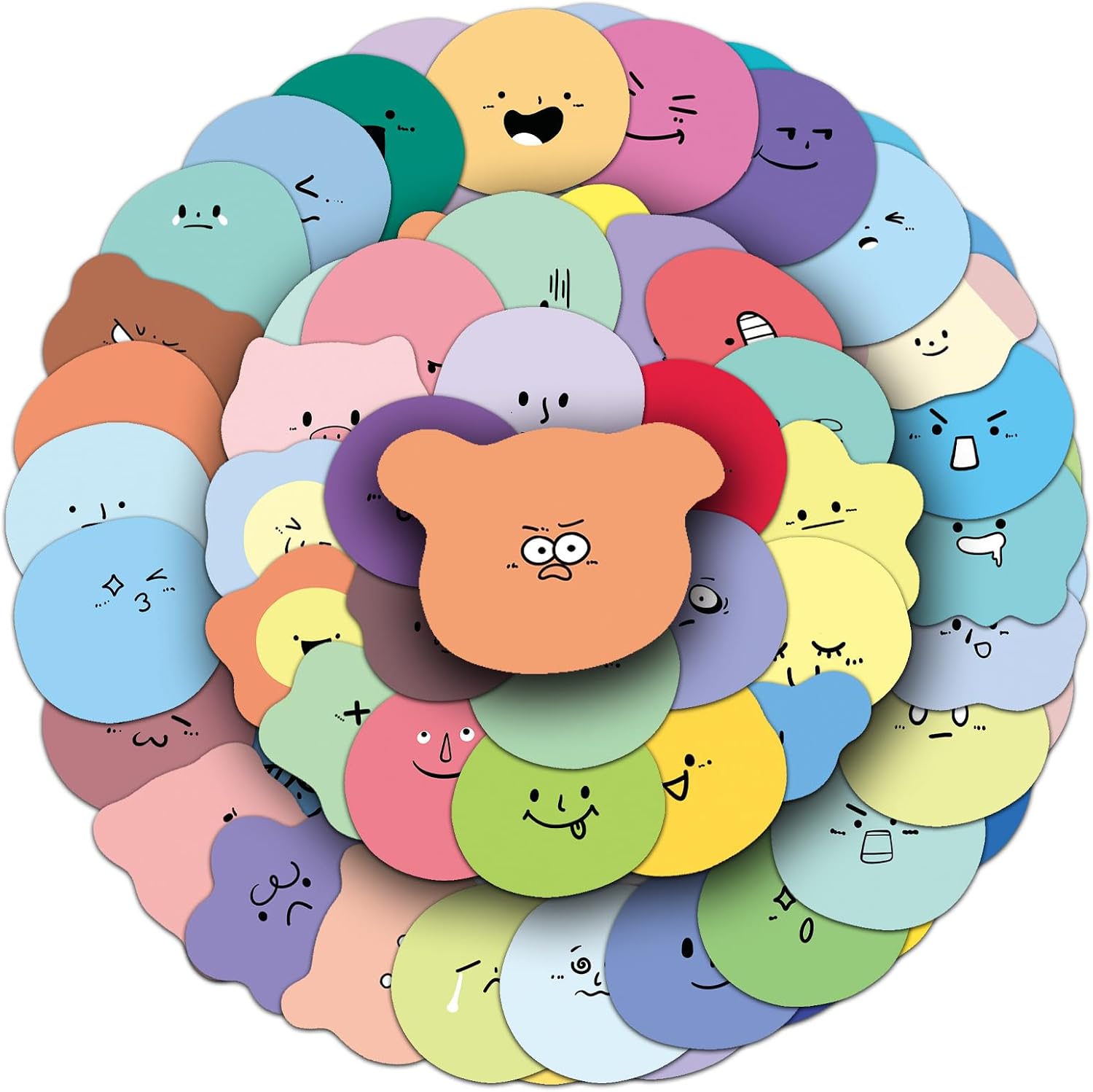 65 PCS Cute Small Expression Stickers, Waterproof Vinyl Fun Mood Decals for Laptop, Luggage, Skateboard, Phone, Fridge, Trendy Stickers for Teens, Adults, Boys and Girls