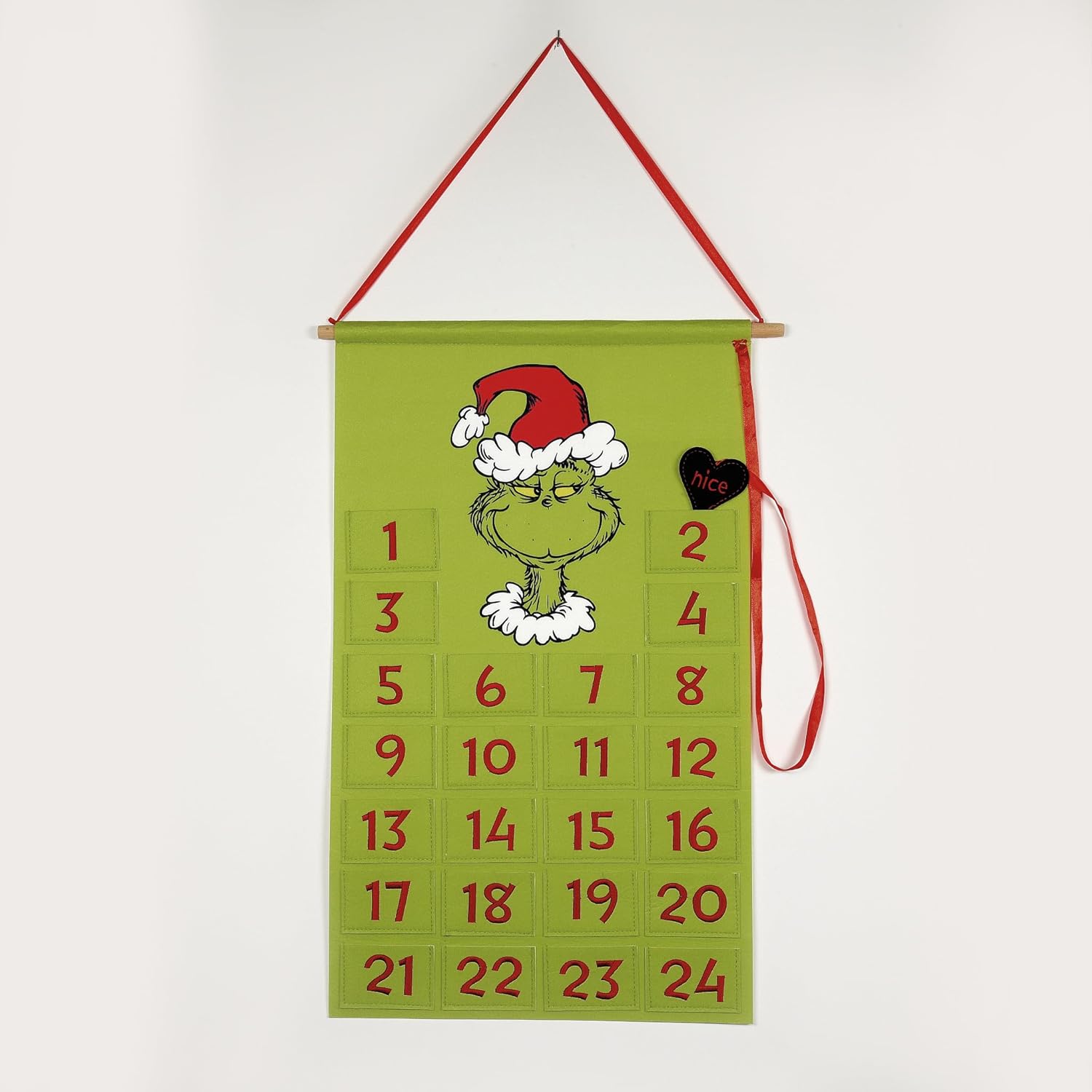 Department 56 Snowpinions Dr. Seuss Grinch Naughty and Nice Christmas Countdown Calendar, 22 by 13.5 Inch, Green